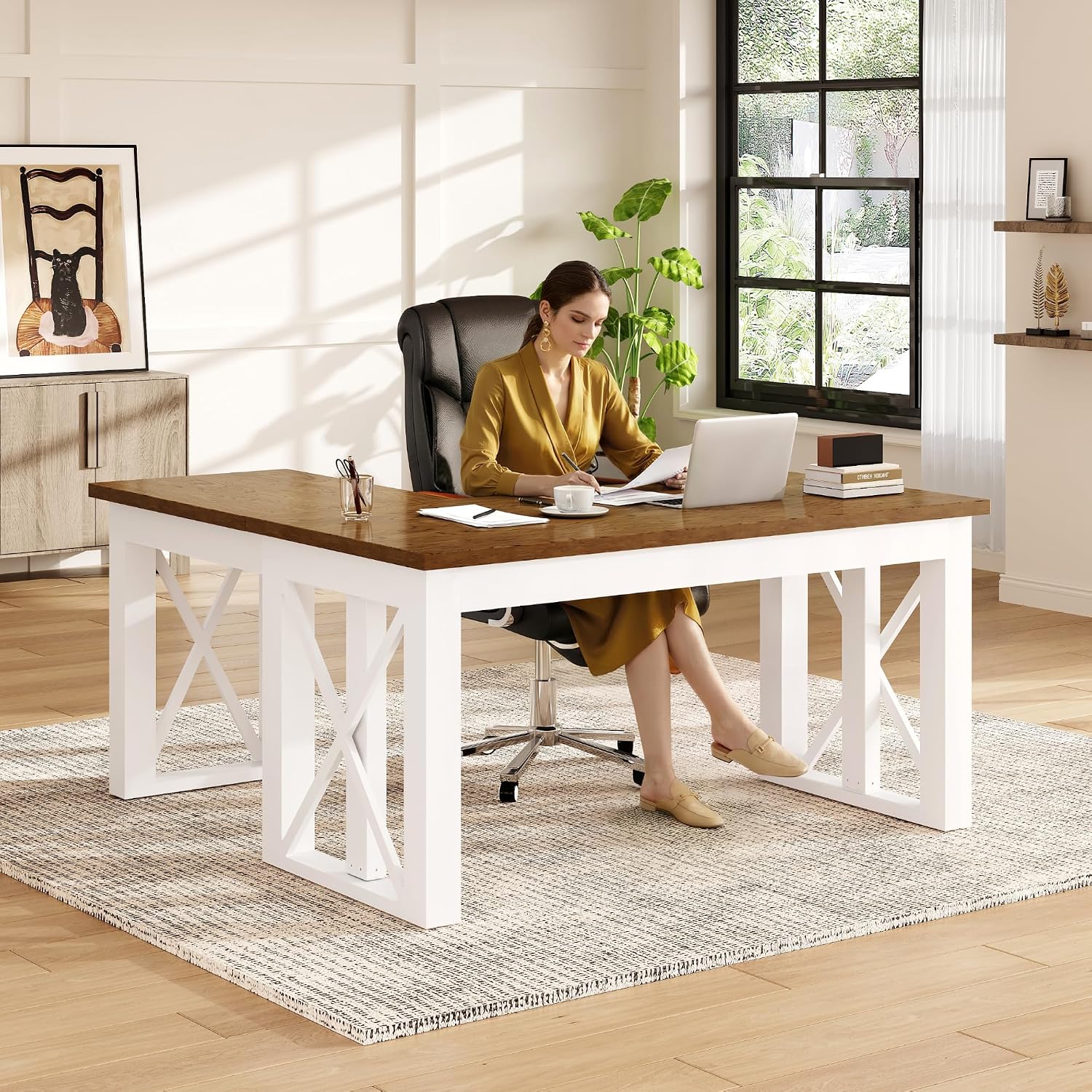 Desk Setup L Shaped - Çekmeceli L Şeklinde Ayakta Çalışma Masası,