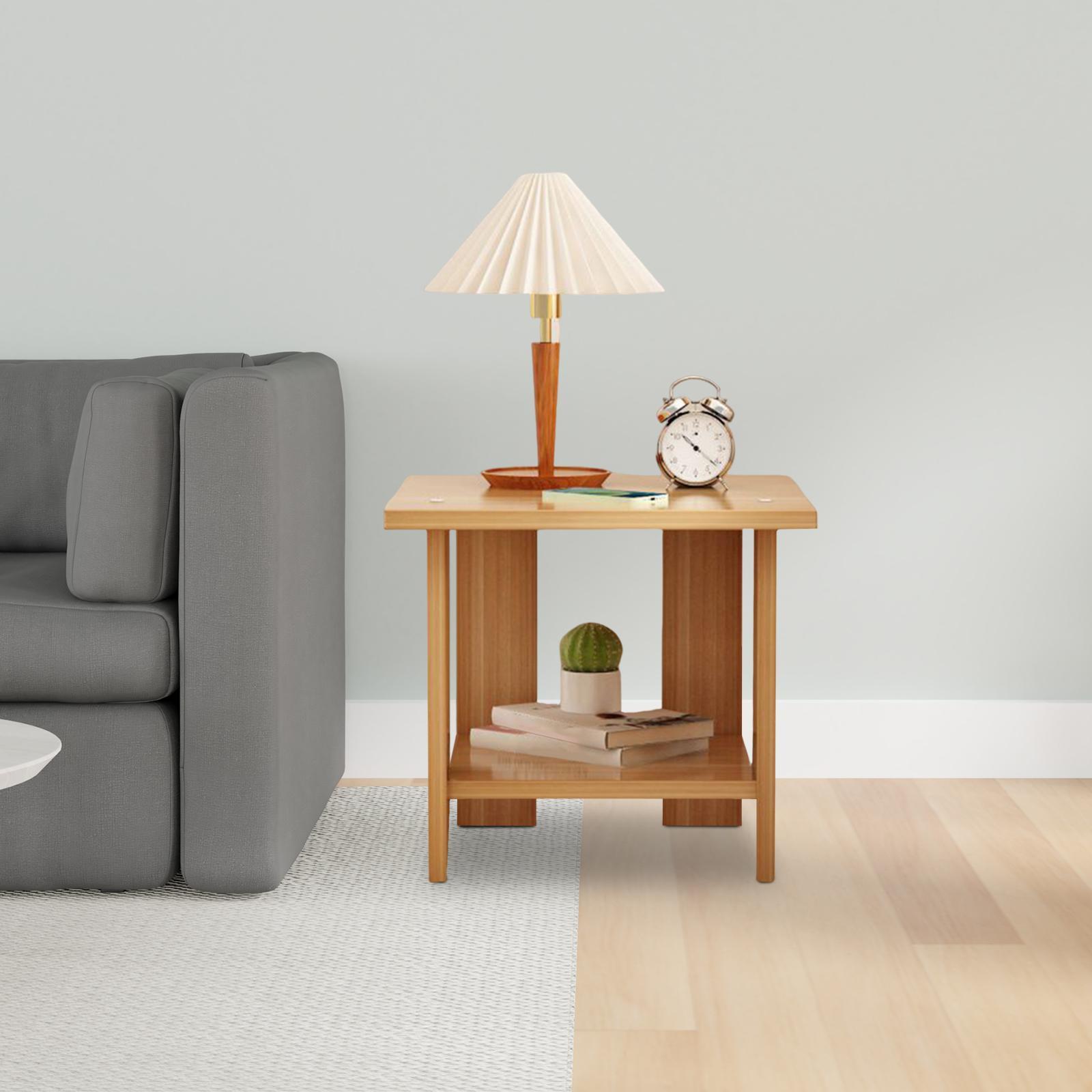 Desk Setup Minimalist - Ahşap Çift Katmanlı Yan Sehpa Çok